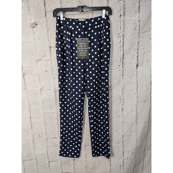 Tuckernuck Polka Dotted Pixie Pant Ladies size XS Navy blue white ivory Dot NWT